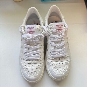 Valentino White Atelier Sneakers with Cutout Details